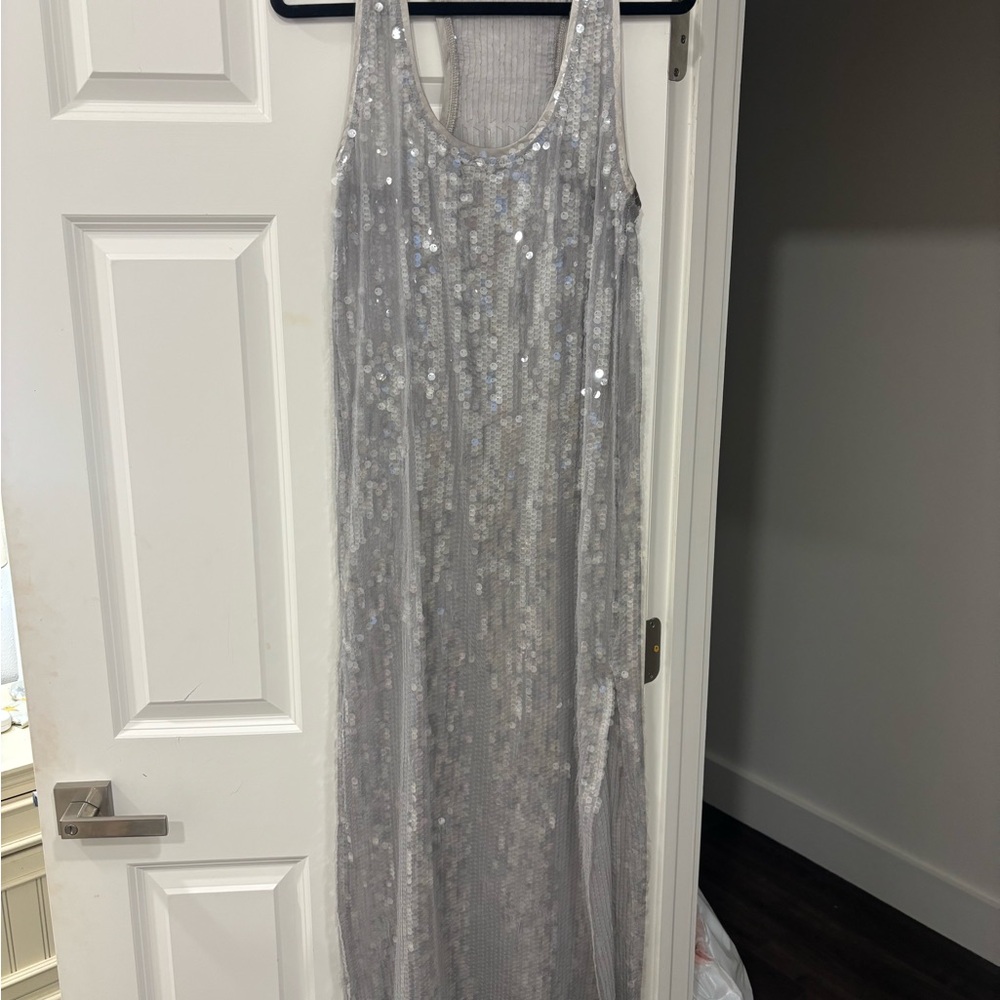 Zara Silver Sequin Sleeveless Dress